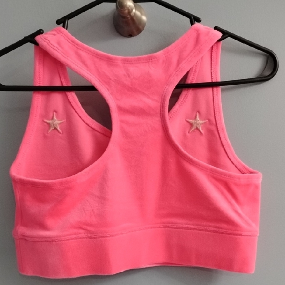 ✨ NWT Paris Hilton ❤️ Vibrant Pink Star-Embroidered Sports Bra Size Medium - Picture 4 of 4